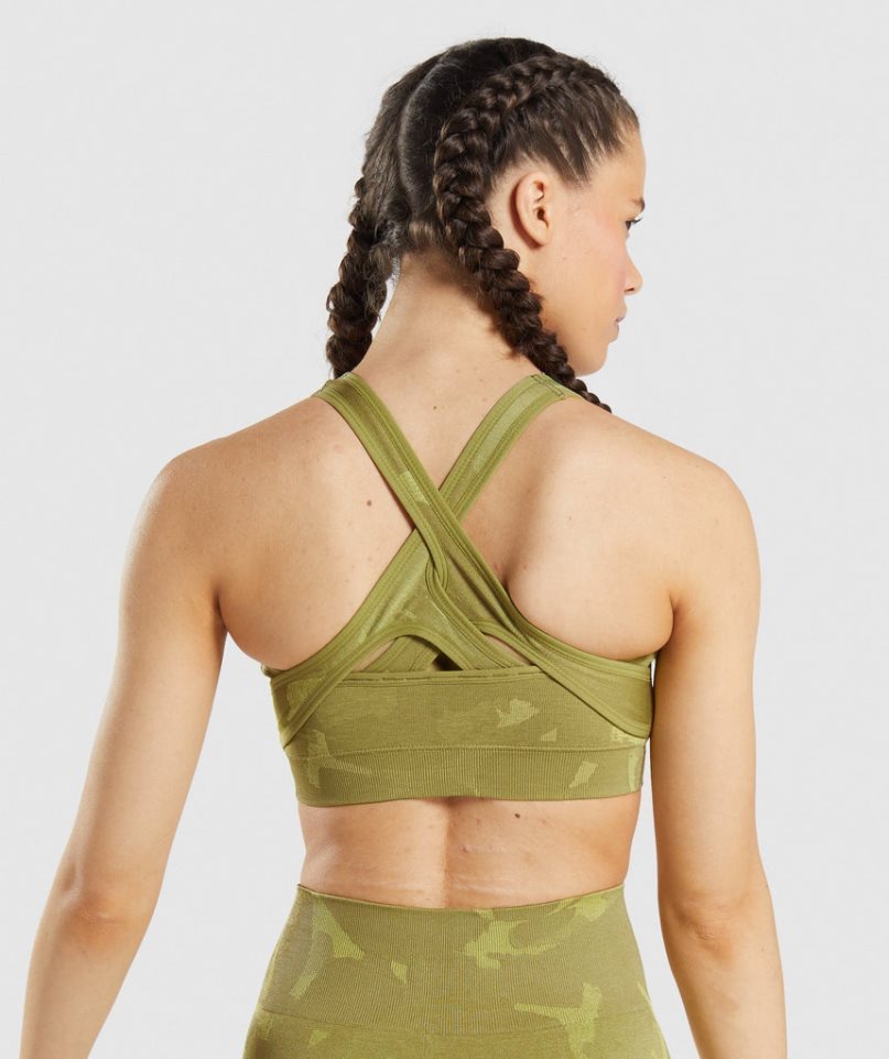 Women's Gymshark Adapt Camo Seamless Sports Bra Green | CA A15370